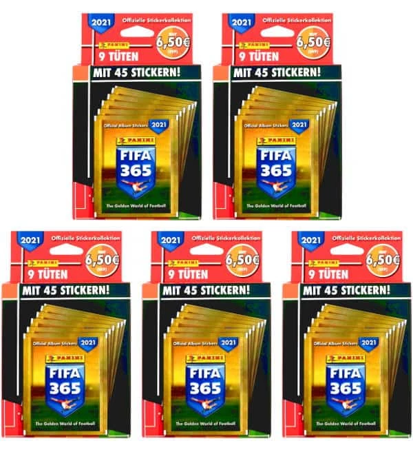 Panini FIFA 365 2021 Sticker - 5 Blister Mit 225 Stickern 1 Panini FIFA 365 2021 Sticker - 5 Blister Mit 225 Stickern