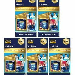 Panini FIFA 365 2022 Sticker - 5 Blister Mit 225 Stickern